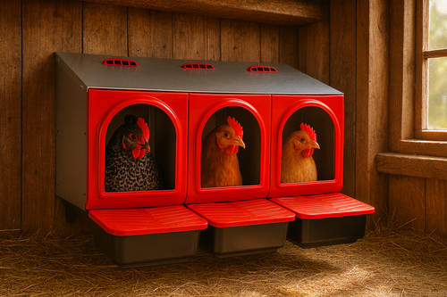 Nido trifamiliare per galline - nido,